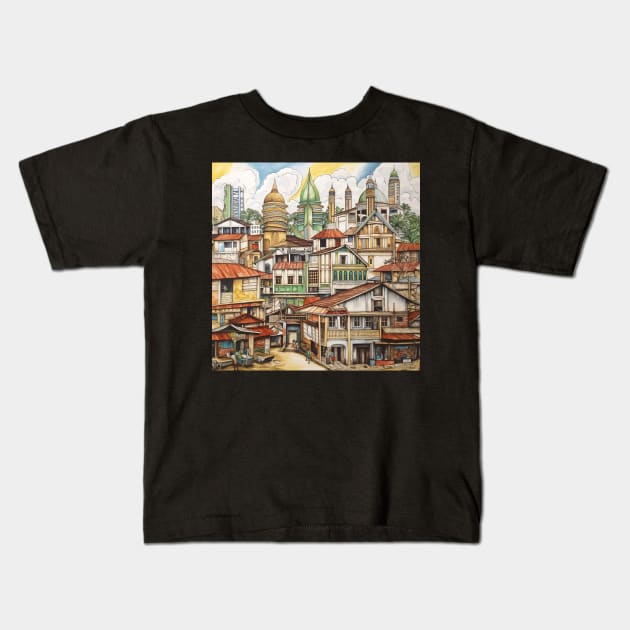 Dar Es Salaam city drawing Kids T-Shirt by ComicsFactory